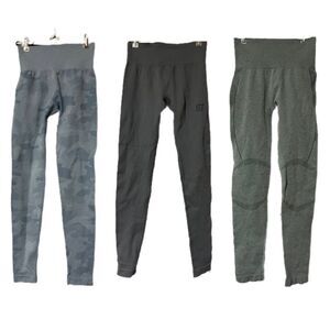 Jed north XS/S leggings bundle EUC blue gray green camo ribbed seamless contour